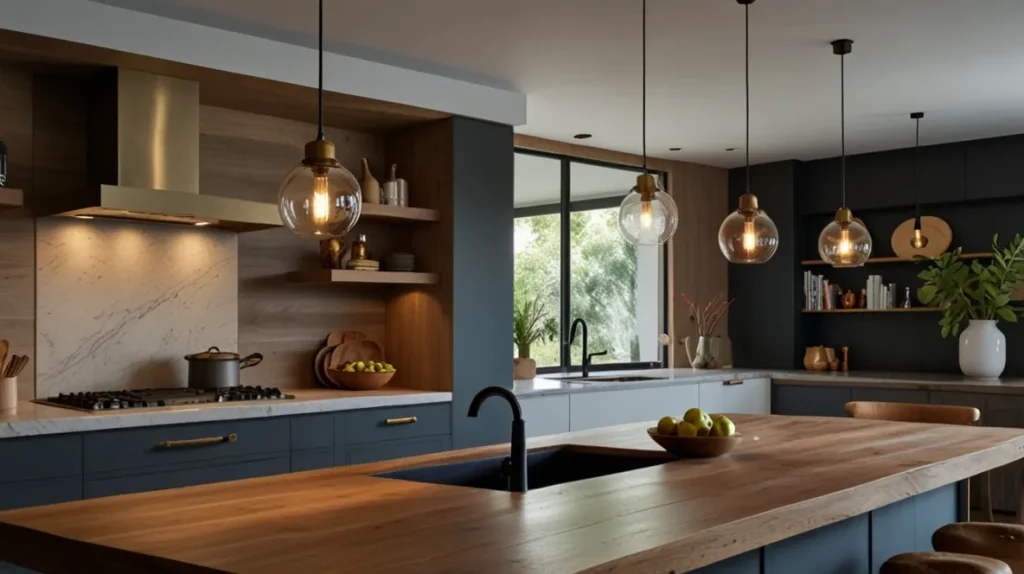 Statement Pendant Lighting Over the Island