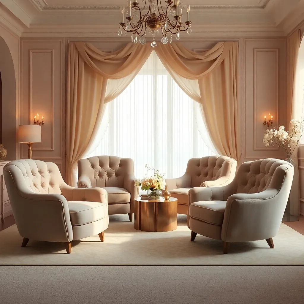create me crystal clear images of Velvet Chairs for a Glamorous Look in a living room