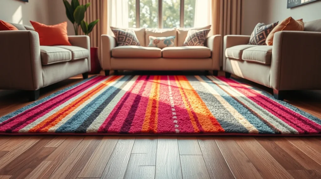 stripped Rug In a Living Room