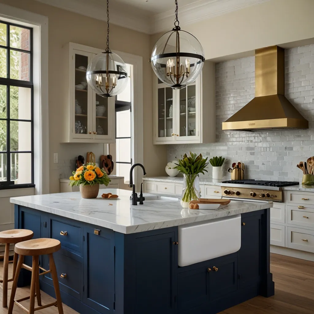 Blue Kitchen Island as a Statement Piece