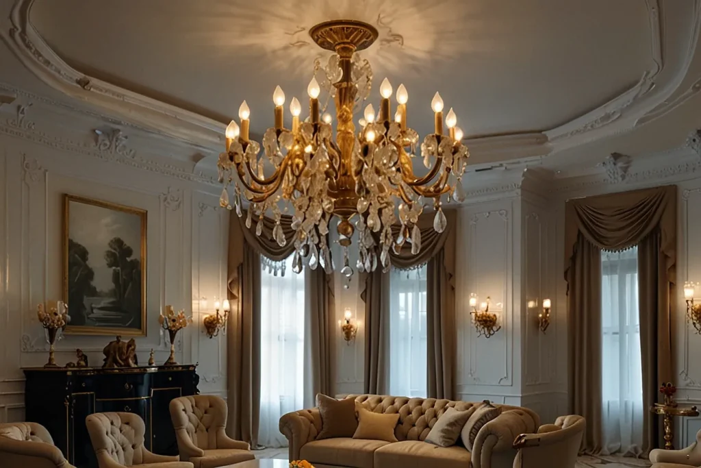 Chandeliers and Decorative Molding for Classic Luxury