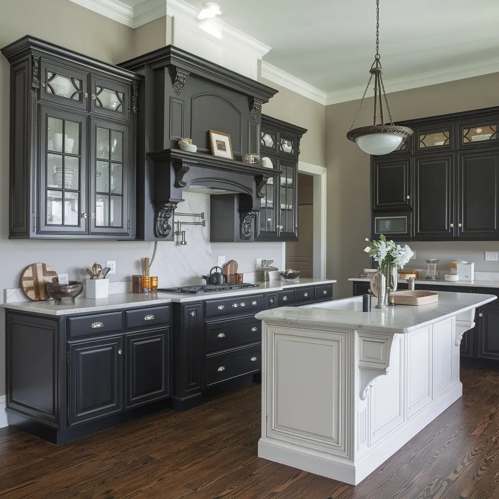 Onyx Oasis Dark Kitchen Cabinet